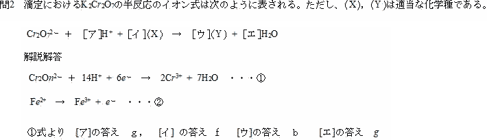 東邦大学医学部16年度化学入試問題2 酸化還元 2 解説解答 プロ家庭教師集団スペースoneの医学部過去問対策